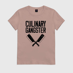 Футболка хлопковая женская Кулинарный гангстер, цвет: пыльно-розовый
