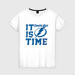 Футболка хлопковая женская Tampa Bay Lightning Тампа Бэй Лайтнинг, цвет: белый