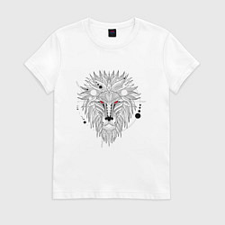 Футболка хлопковая женская Эскиз головы льва, цвет: белый