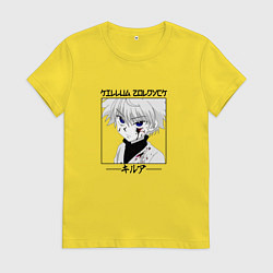 Футболка хлопковая женская Охотник х Охотник Hunter x Hunter, Киллуа Золдик в, цвет: желтый