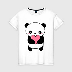 Футболка хлопковая женская КАВАЙНЫЙ ПАНДА KAWAII PANDA, цвет: белый