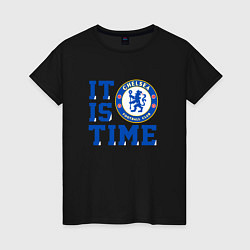 Футболка хлопковая женская It is Chelsea time Челси, цвет: черный