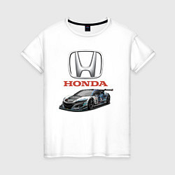 Футболка хлопковая женская Honda Racing team, цвет: белый