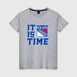 Футболка хлопковая женская It is New York Rangers Time Нью Йорк Рейнджерс, цвет: меланж