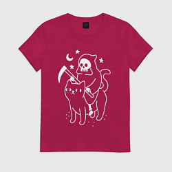 Футболка хлопковая женская ВСАДНИК КОТОПОКАЛИПСИСА, цвет: маджента