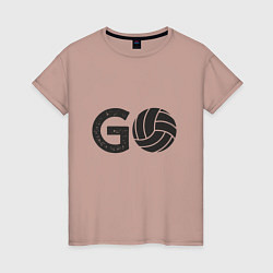 Футболка хлопковая женская Go Volleyball, цвет: пыльно-розовый