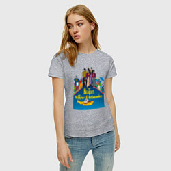 Футболка хлопковая женская The Beatles on a Yellow Submarine, цвет: меланж — фото 2