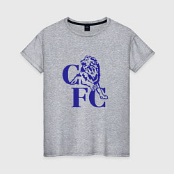 Футболка хлопковая женская Chelsea Челси Ретро логотип, цвет: меланж