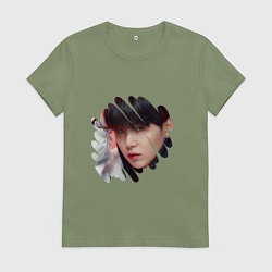 Футболка хлопковая женская Agust D SUGA BTS, цвет: авокадо