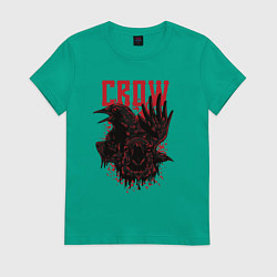 Футболка хлопковая женская Три ворона, цвет: зеленый