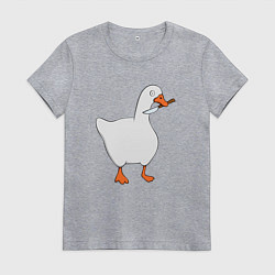 Футболка хлопковая женская ГУСЬ С НОЖОМ МЕМ, цвет: меланж