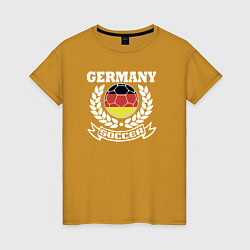Футболка хлопковая женская Футбол Германия, цвет: горчичный
