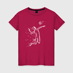 Футболка хлопковая женская Волейбольный удар, цвет: маджента