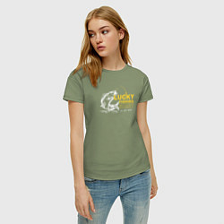 Футболка хлопковая женская Счастливая рыбацкая футболка не стирать, цвет: авокадо — фото 2