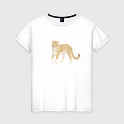 Футболка хлопковая женская Тигр, символ 2022, цвет: белый