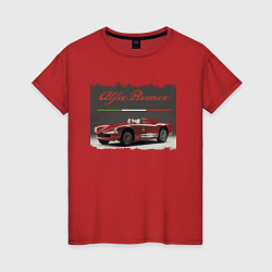 Футболка хлопковая женская Alfa Romeo Retro, цвет: красный