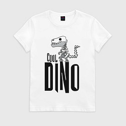 Футболка хлопковая женская Cool Dino!, цвет: белый