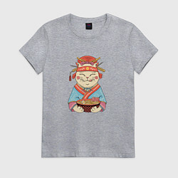 Футболка хлопковая женская Geisha Neko Ramen, цвет: меланж