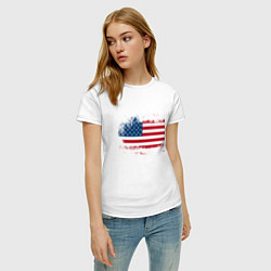 Футболка хлопковая женская Американский флаг Stars, цвет: белый — фото 2