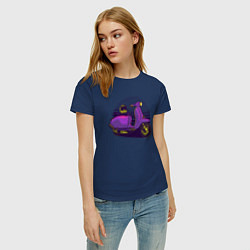 Футболка хлопковая женская Фиолетовый мопед, цвет: тёмно-синий — фото 2