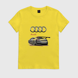 Футболка хлопковая женская Audi Racing team, цвет: желтый