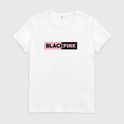 Футболка хлопковая женская BLACKPINK ЛОГОТИП, цвет: белый