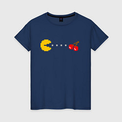 Футболка хлопковая женская Pac-man 8bit, цвет: тёмно-синий