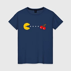 Футболка хлопковая женская Pac-man 8bit, цвет: тёмно-синий