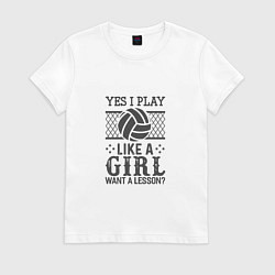 Футболка хлопковая женская Play - Like A Girl, цвет: белый