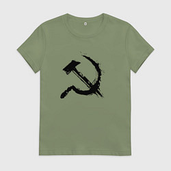 Футболка хлопковая женская Серп и молотсоветский, цвет: авокадо