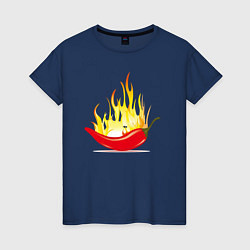 Футболка хлопковая женская Перец в огне, цвет: тёмно-синий