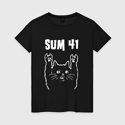 Футболка хлопковая женская SUM41 РОК КОТ, цвет: черный