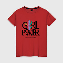 Футболка хлопковая женская Girl power, цвет: красный