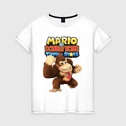 Футболка хлопковая женская Mario Donkey Kong Nintendo Gorilla, цвет: белый