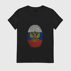 Футболка хлопковая женская Россия - ДНК, цвет: черный