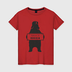 Футболка хлопковая женская Russia - Bear, цвет: красный