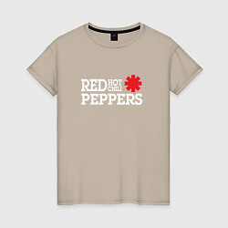 Футболка хлопковая женская RHCP Logo Red Hot Chili Peppers, цвет: миндальный