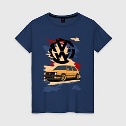 Футболка хлопковая женская Volkswagen Golf 2, цвет: тёмно-синий