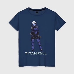 Футболка хлопковая женская TITANFALL BLUE ART титанфолл, цвет: тёмно-синий