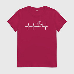 Футболка хлопковая женская Карты биении сердца, цвет: маджента