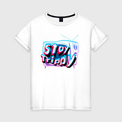 Футболка хлопковая женская Stay Trippy, цвет: белый