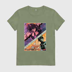 Футболка хлопковая женская Наранча Гирга из ДжоДжо, цвет: авокадо