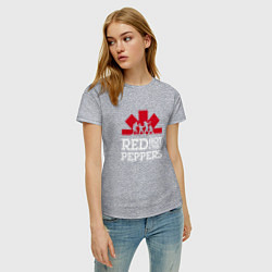 Футболка хлопковая женская RHCP Logo Red Hot Chili Peppers Logo, цвет: меланж — фото 2
