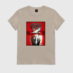 Футболка хлопковая женская Опасная Нагиса Класс убийц, цвет: миндальный