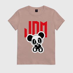 Футболка хлопковая женская JDM Panda Japan, цвет: пыльно-розовый