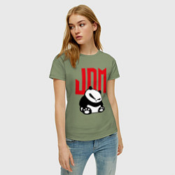 Футболка хлопковая женская JDM Panda Japan Симпатяга, цвет: авокадо — фото 2