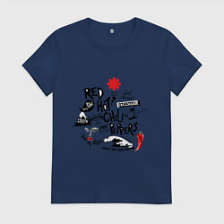 Футболка хлопковая женская RHCP альбомы, цвет: тёмно-синий