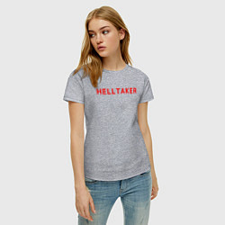 Футболка хлопковая женская Helltaker logo, цвет: меланж — фото 2