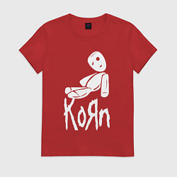 Футболка хлопковая женская Korn КоРн, цвет: красный