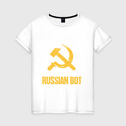 Футболка хлопковая женская Atomic Heart: Russian Bot, цвет: белый